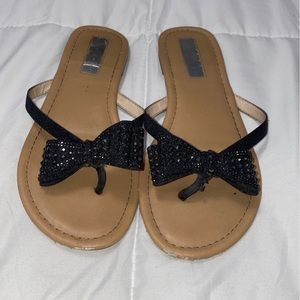 Inc sandals with rhinestone bow